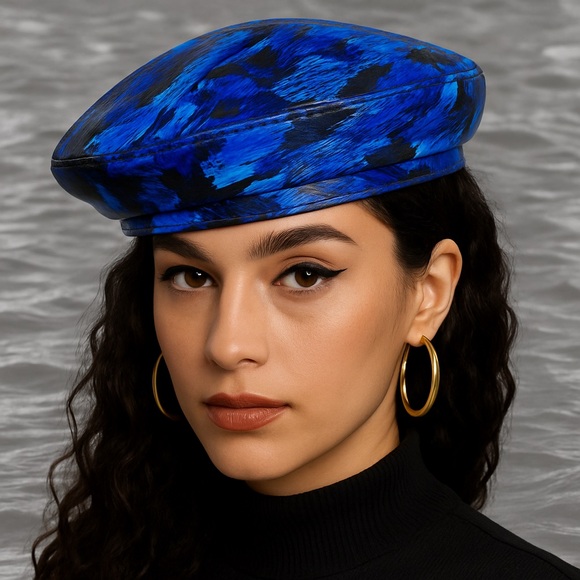 Firebody Accessories - Vibrant Blue Geometric Beret Hat